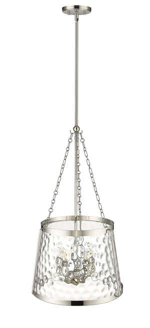 Pendant Fixtures Adabella Pendant - Polished Nickel - Clear Hammered Glass - 18.125in. Diameter - E12 Candelabra Base