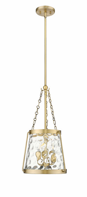 Pendant Fixtures Adabella Pendant - Vintage Brass - Clear Hammered Glass - 11.75in. Diameter - E12 Candelabra Base