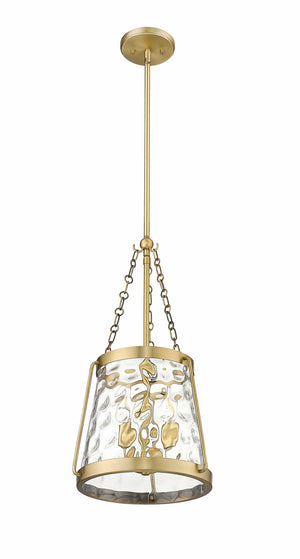 Pendant Fixtures Adabella Pendant - Vintage Brass - Clear Hammered Glass - 11.75in. Diameter - E12 Candelabra Base