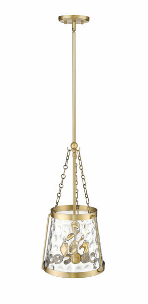 Pendant Fixtures Adabella Pendant - Vintage Brass - Clear Hammered Glass - 11.75in. Diameter - E12 Candelabra Base