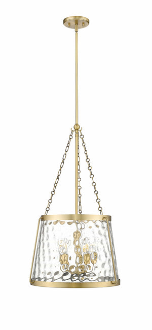 Pendant Fixtures Adabella Pendant - Vintage Brass - Clear Hammered Glass - 18.125in. Diameter - E12 Candelabra Base