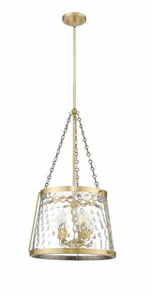 Pendant Fixtures Adabella Pendant - Vintage Brass - Clear Hammered Glass - 18.125in. Diameter - E12 Candelabra Base