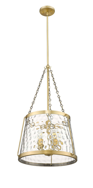 Pendant Fixtures Adabella Pendant - Vintage Brass - Clear Hammered Glass - 18.125in. Diameter - E12 Candelabra Base