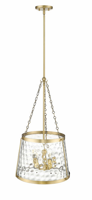 Pendant Fixtures Adabella Pendant - Vintage Brass - Clear Hammered Glass - 18.125in. Diameter - E12 Candelabra Base