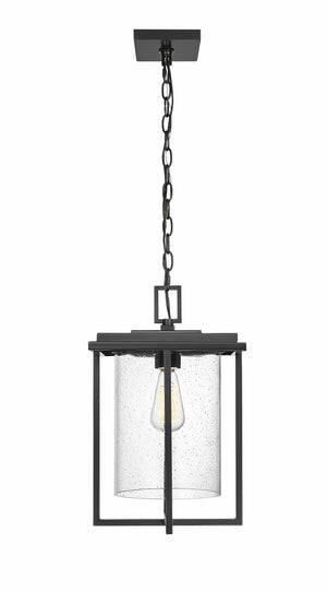 Pendant Fixtures Adair Outdoor Hanging Lantern - Powder Coated Black - Clear Seeded Glass - 11in. Diameter - E26 Medium Base