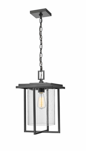 Pendant Fixtures Adair Outdoor Hanging Lantern - Powder Coated Black - Clear Seeded Glass - 11in. Diameter - E26 Medium Base