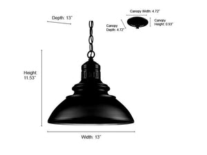 Pendant Fixtures Adda Integrated LED Outdoor Hanging Lantern - Powder Coat Black - 13.03in. Diameter - 12W