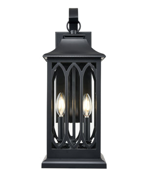 Mallorey Outdoor Wall Sconce - Powder Coated Black - Clear Glass - 9.83in. Extension - E12 Candelabra Base