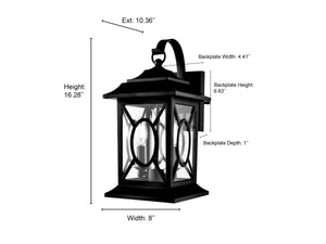 Wall Sconces Allbert Outdoor Wall Sconce - Powder Coated Black - Clear Glass - 10.36in. Extension - E12 Candelabra Base