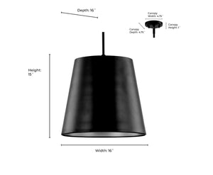 Pendant Fixtures Allson Pendant - Matte Black - 16in. Diameter - E26 Medium Base