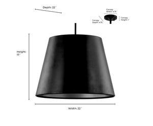 Pendant Fixtures Allson Pendant - Matte Black - 22in. Diameter - E26 Medium Base