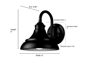 Wall Sconces Alvii Outdoor Wall Sconce - Powder Coated Black - 9.48in. Extension - E26 Medium Base