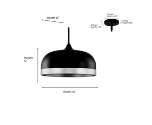 Pendant Fixtures Amarra Pendant - Matte Black - 16in. Diameter - E26 Medium Base