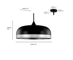 Pendant Fixtures Amarra Pendant - Matte Black - 22in. Diameter - E26 Medium Base