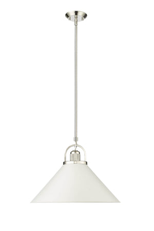 Pendant Fixtures Artistan Pendant - Polished Nickel/Matte White - 13.1in. Diameter - E26 Medium Base