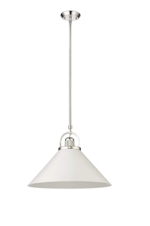 Pendant Fixtures Artistan Pendant - Polished Nickel/Matte White - 13.1in. Diameter - E26 Medium Base