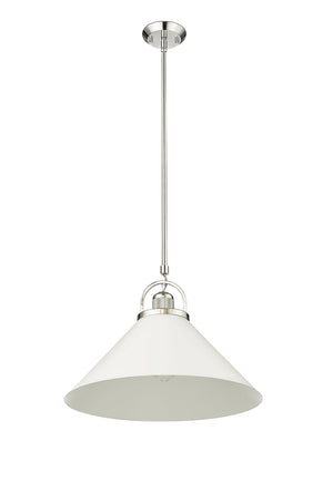 Pendant Fixtures Artistan Pendant - Polished Nickel/Matte White - 13.1in. Diameter - E26 Medium Base