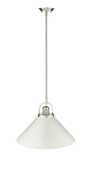 Pendant Fixtures Artistan Pendant - Polished Nickel/Matte White - 13.1in. Diameter - E26 Medium Base