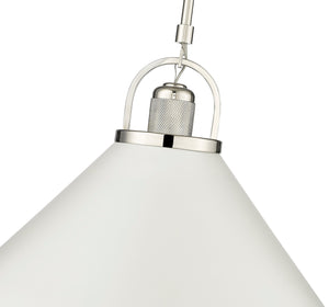 Pendant Fixtures Artistan Pendant - Polished Nickel/Matte White - 13.1in. Diameter - E26 Medium Base