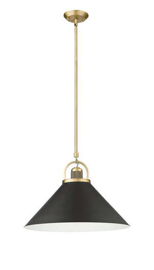 Pendant Fixtures Artistan Pendant - Vintage Brass / Matte Black - 13.1in. Diameter - E26 Medium Base