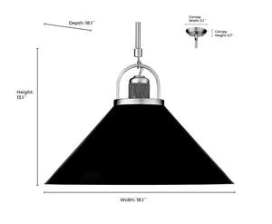 Pendant Fixtures Artistan Pendant - Vintage Brass / Matte Black - 13.1in. Diameter - E26 Medium Base