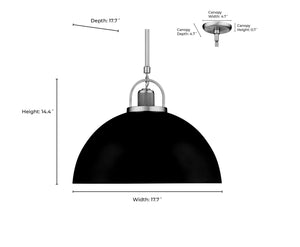 Pendant Fixtures Artistan Pendant - Vintage Brass / Matte Black - 17.7in. Diameter - E26 Medium Base