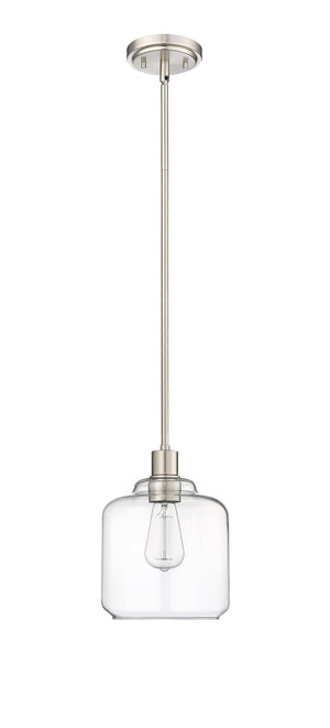 Pendant Fixtures Asheville Mini-Pendant - Brushed Nickel - Clear Glass - 8in. Diameter - E26 Medium Base