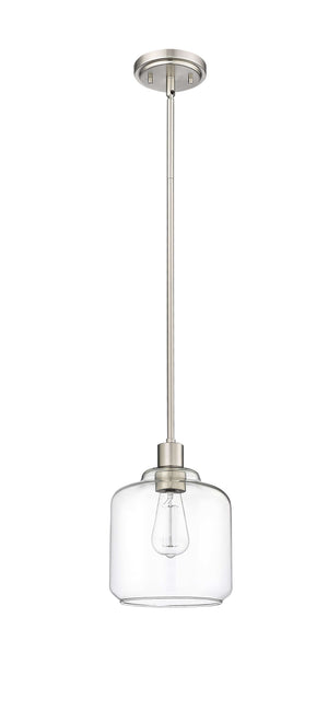 Pendant Fixtures Asheville Mini-Pendant - Brushed Nickel - Clear Glass - 8in. Diameter - E26 Medium Base