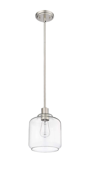 Pendant Fixtures Asheville Mini-Pendant - Brushed Nickel - Clear Glass - 8in. Diameter - E26 Medium Base