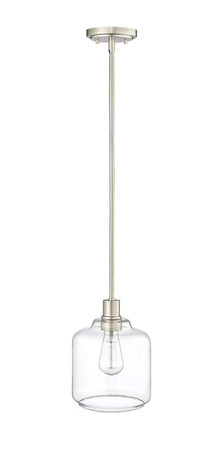 Pendant Fixtures Asheville Mini-Pendant - Brushed Nickel - Clear Glass - 8in. Diameter - E26 Medium Base