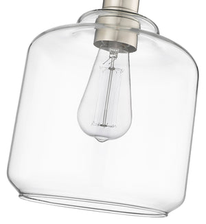 Pendant Fixtures Asheville Mini-Pendant - Brushed Nickel - Clear Glass - 8in. Diameter - E26 Medium Base