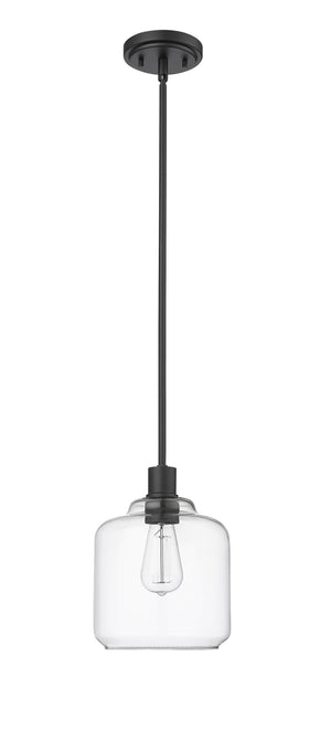 Pendant Fixtures Asheville Mini-Pendant - Matte Black - Clear Glass - 8in. Diameter - E26 Medium Base