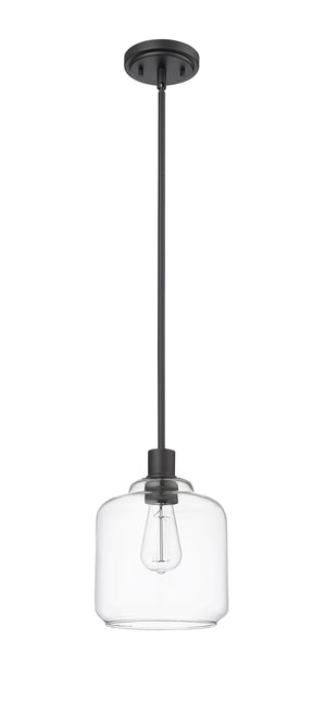 Pendant Fixtures Asheville Mini-Pendant - Matte Black - Clear Glass - 8in. Diameter - E26 Medium Base