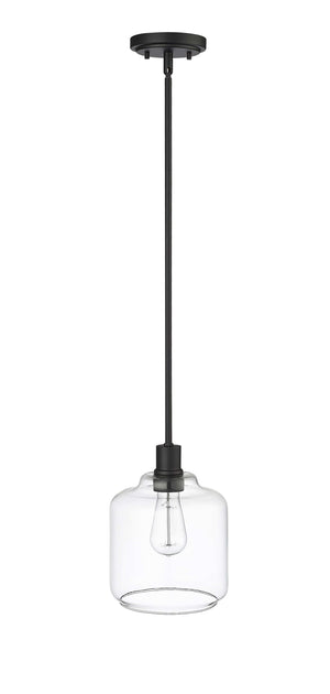 Pendant Fixtures Asheville Mini-Pendant - Matte Black - Clear Glass - 8in. Diameter - E26 Medium Base