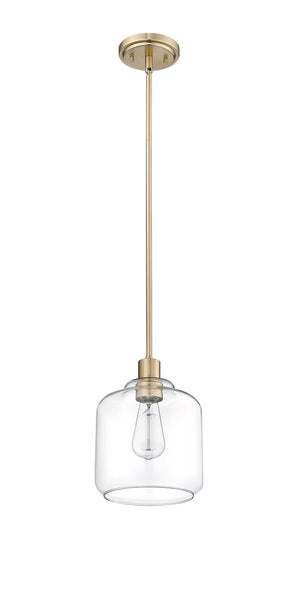 Pendant Fixtures Asheville Mini-Pendant - Modern Gold - Clear Glass - 8in. Diameter - E26 Medium Base