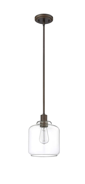 Pendant Fixtures Asheville Mini-Pendant - Rubbed Bronze - Clear Glass - 8in. Diameter - E26 Medium Base