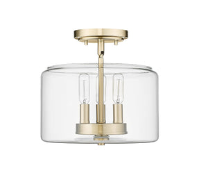 Flush Mounts Asheville Semi-Flush Mount Fixture - Modern Gold - Clear Glass - 11in. Diameter - E12 Candelabra Base