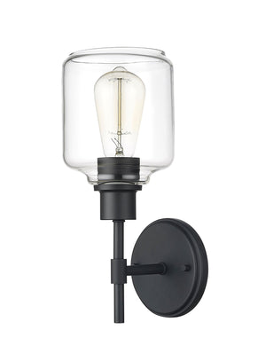 Wall Sconces Asheville Wall Sconce - Matte Black - Clear Glass - 6.5in. Extension - E26 Medium Base