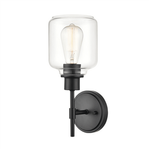 Wall Sconces Asheville Wall Sconce - Matte Black - Clear Glass - 6in. Extension - E26 Medium Base