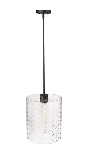 Pendant Fixtures Ashli Pendant - Matte Black - Clear Honeycomb Glass - 12in. Diameter - E26 Medium Base