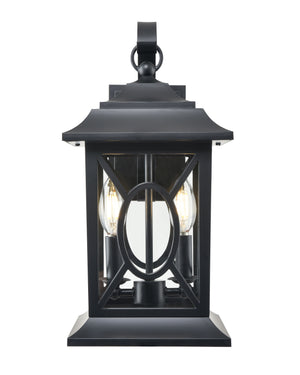 Allbert Outdoor Wall Sconce - Powder Coated Black - Clear Glass - 10.36in. Extension - E12 Candelabra Base