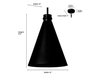 Pendant Fixtures Axston Outdoor Hanging Lantern - Textured Black - 12in. Diameter - E26 Medium Base