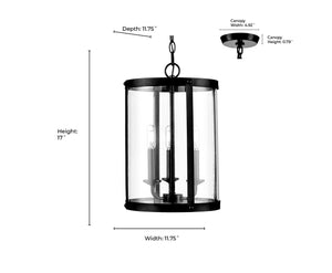 Pendant Fixtures Aydenn Pendant - Matte Black - Clear Glass - 11.75in. Diameter - E12 Candelabra Base