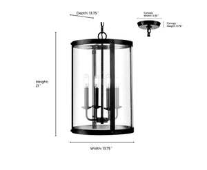 Pendant Fixtures Aydenn Pendant - Matte Black - Clear Glass - 13.75in. Diameter - E12 Candelabra Base