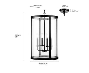 Pendant Fixtures Aydenn Pendant - Matte Black - Clear Glass - 15.75in. Diameter - E12 Candelabra Base