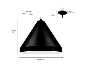 R Series Cone Pendant - Satin Black - 17in. Diameter - E26 Medium Base