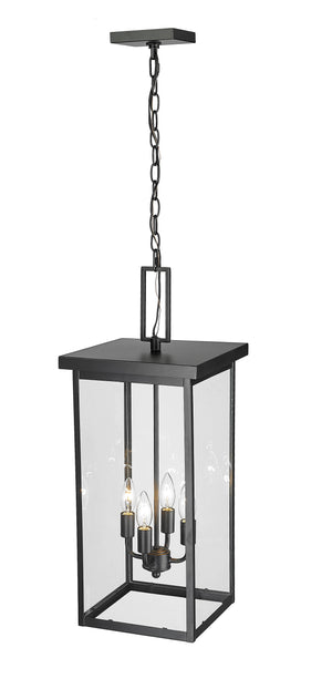 Pendant Fixtures Barkeley Outdoor Hanging Lantern - Powder Coated Black - Clear Glass - 11in. Diameter - E12 Candelabra Base