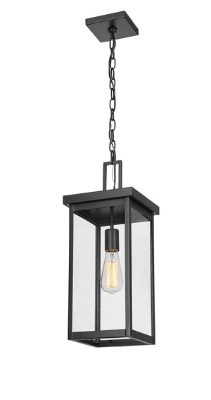 Pendant Fixtures Barkeley Outdoor Hanging Lantern - Powder Coated Black - Clear Glass - 8in. Diameter - E26 Medium Base