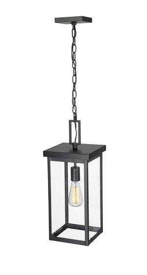 Pendant Fixtures Barkeley Outdoor Hanging Lantern - Powder Coated Black - Clear Glass - 8in. Diameter - E26 Medium Base