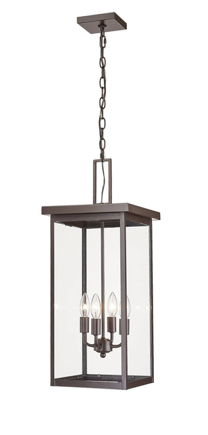 Pendant Fixtures Barkeley Outdoor Hanging Lantern - Powder Coated Bronze - Clear Glass - 11in. Diameter - E12 Candelabra Base